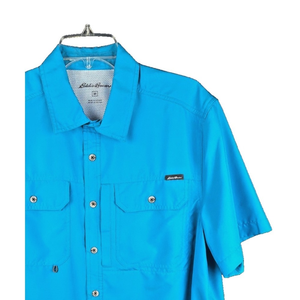 Eddie Bauer First Ascent Guide Shirt Mens Medium Blue Short Sleeve Performance